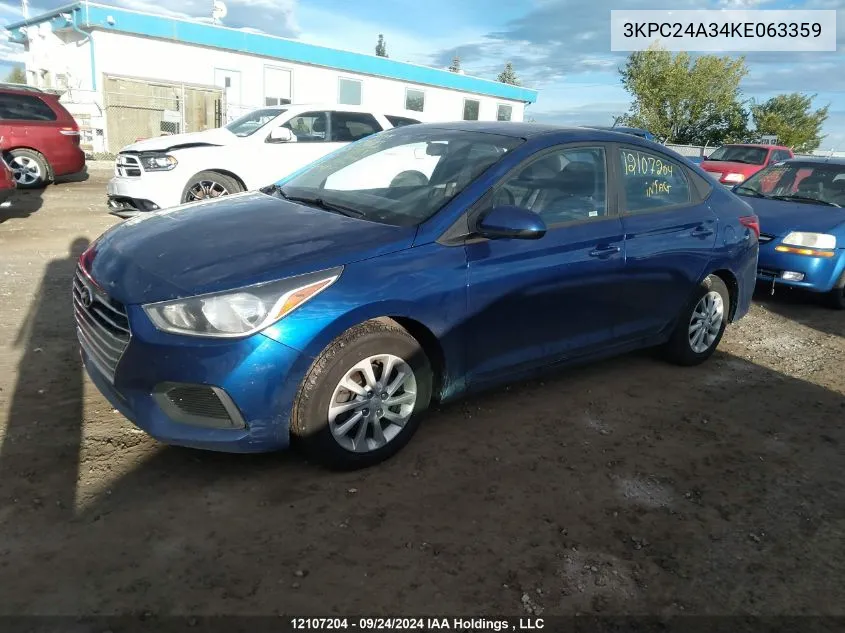 3KPC24A34KE063359 2019 Hyundai Accent Se/Sel