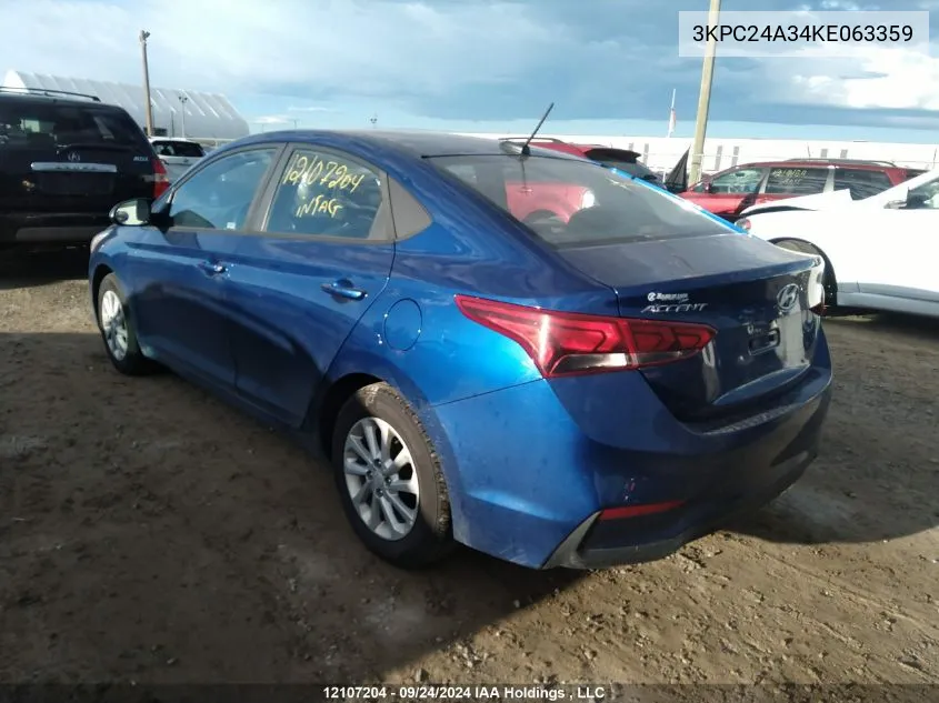 3KPC24A34KE063359 2019 Hyundai Accent Se/Sel