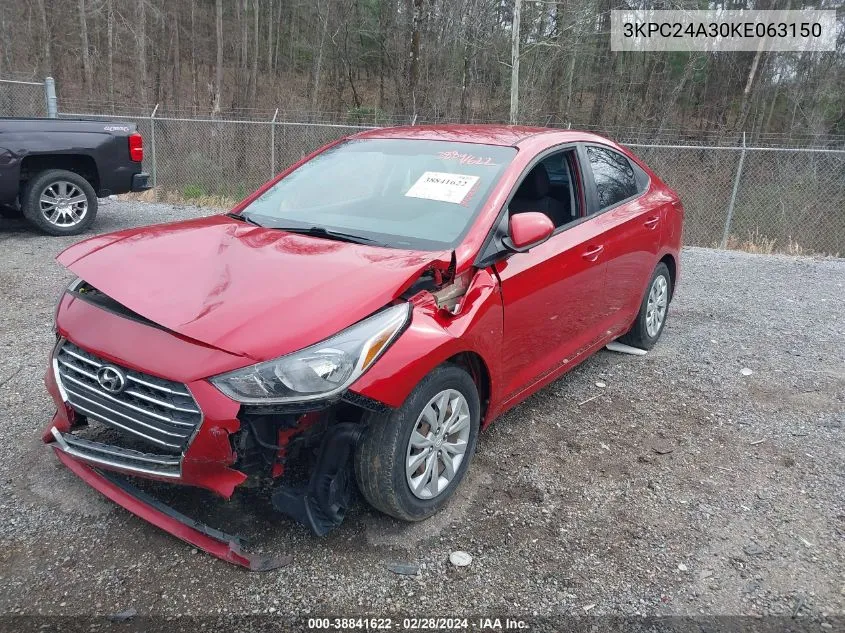 2019 Hyundai Accent Se VIN: 3KPC24A30KE063150 Lot: 38841622