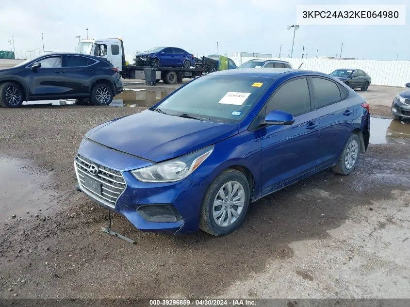 2019 Hyundai Accent Se VIN: 3KPC24A32KE064980 Lot: 39296859