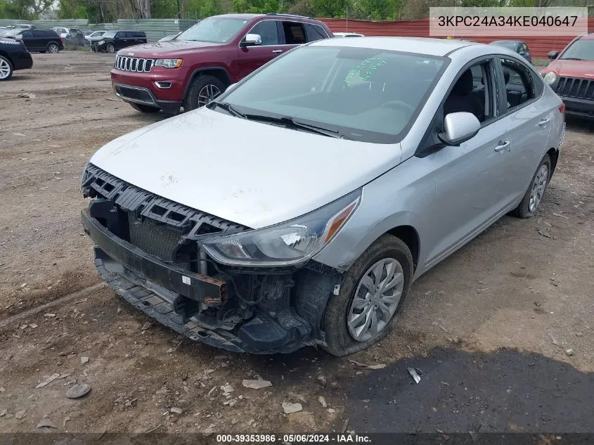 3KPC24A34KE040647 2019 Hyundai Accent Se