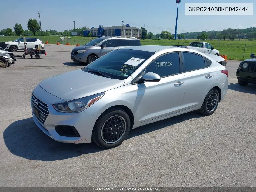 2019 Hyundai Accent Se VIN: 3KPC24A30KE042444 Lot: 39447500