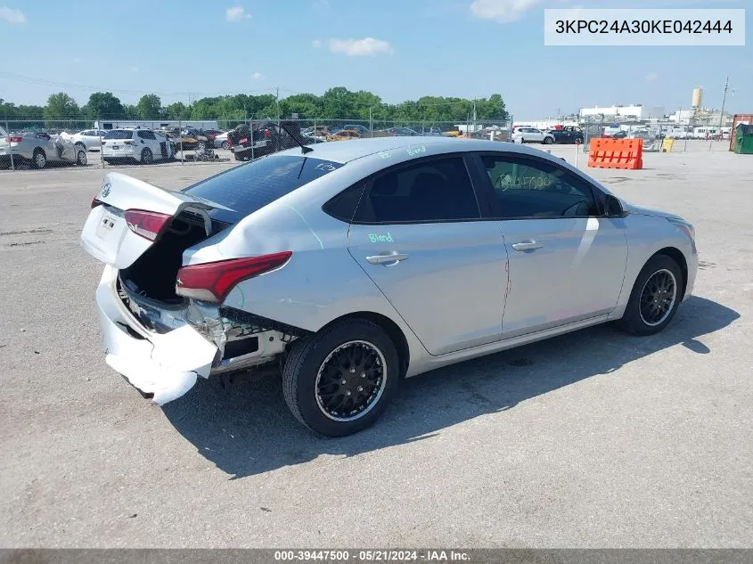 2019 Hyundai Accent Se VIN: 3KPC24A30KE042444 Lot: 39447500