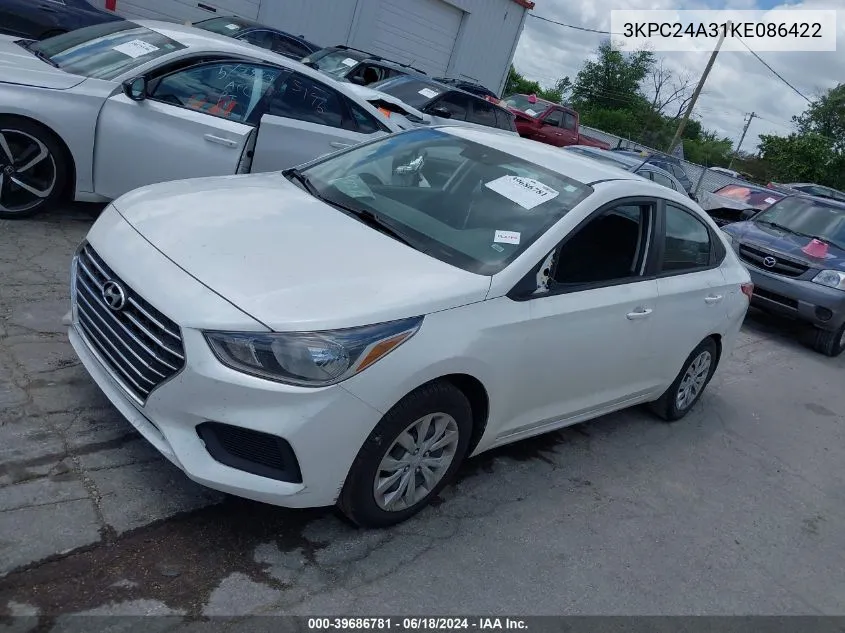 2019 Hyundai Accent Se VIN: 3KPC24A31KE086422 Lot: 39686781