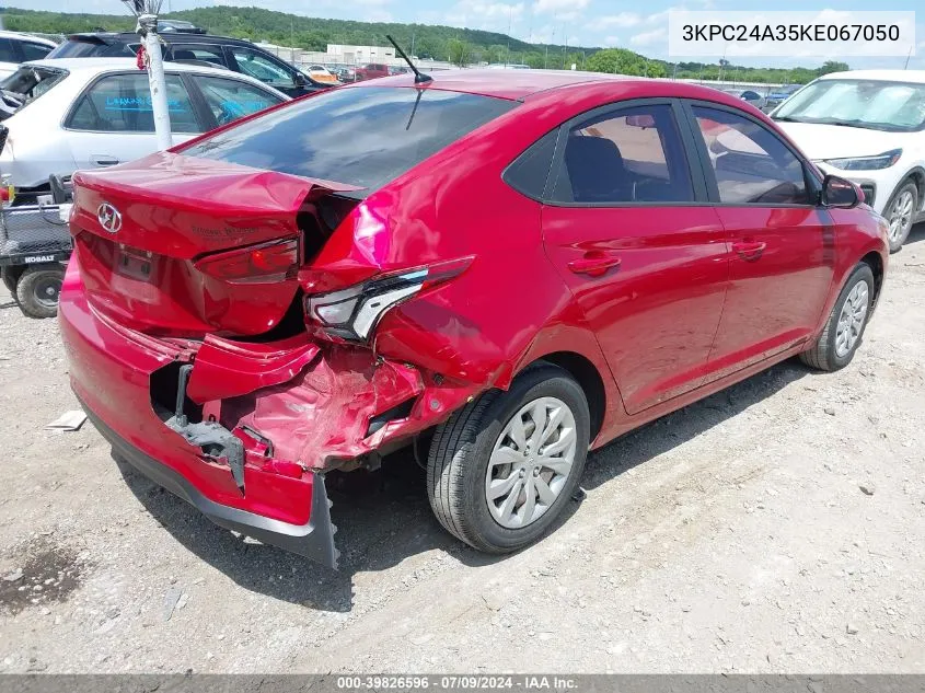 2019 Hyundai Accent Se VIN: 3KPC24A35KE067050 Lot: 39826596