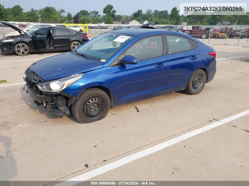 2019 Hyundai Accent Se VIN: 3KPC24A32KE060265 Lot: 39880846