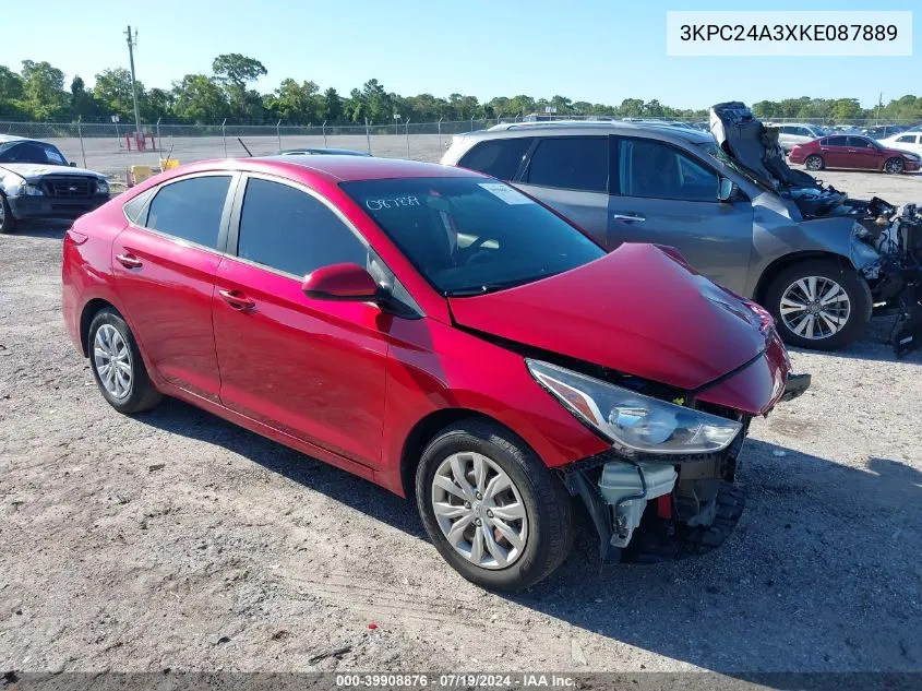 2019 Hyundai Accent Se VIN: 3KPC24A3XKE087889 Lot: 39908876