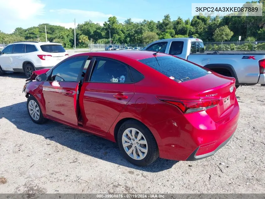 2019 Hyundai Accent Se VIN: 3KPC24A3XKE087889 Lot: 39908876