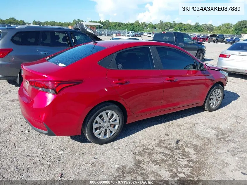 2019 Hyundai Accent Se VIN: 3KPC24A3XKE087889 Lot: 39908876