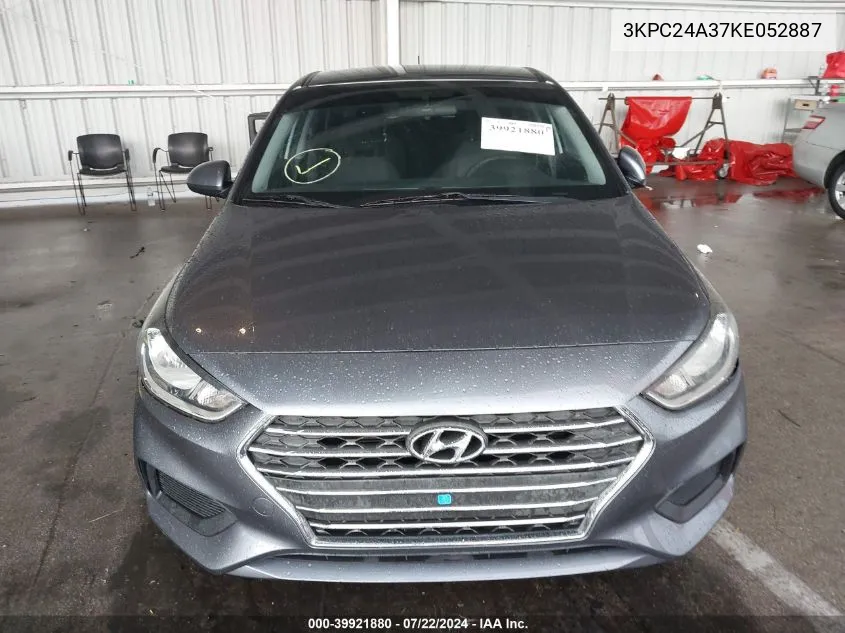 2019 Hyundai Accent Se VIN: 3KPC24A37KE052887 Lot: 39921880