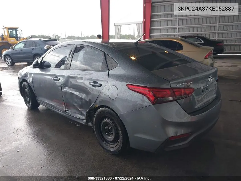 2019 Hyundai Accent Se VIN: 3KPC24A37KE052887 Lot: 39921880