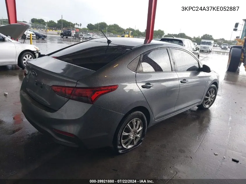 2019 Hyundai Accent Se VIN: 3KPC24A37KE052887 Lot: 39921880