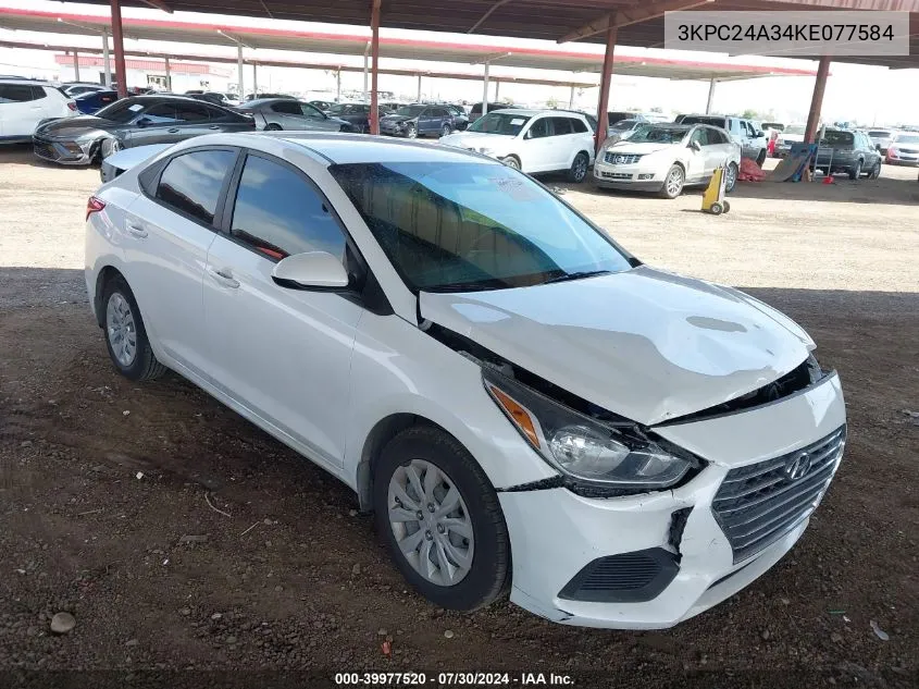 2019 Hyundai Accent Se VIN: 3KPC24A34KE077584 Lot: 39977520