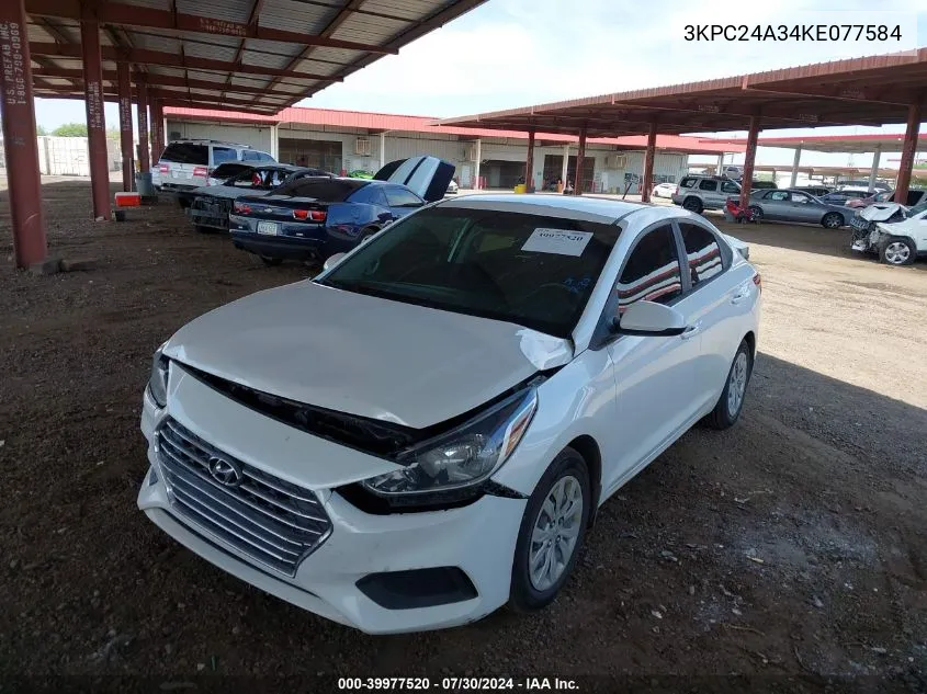 2019 Hyundai Accent Se VIN: 3KPC24A34KE077584 Lot: 39977520