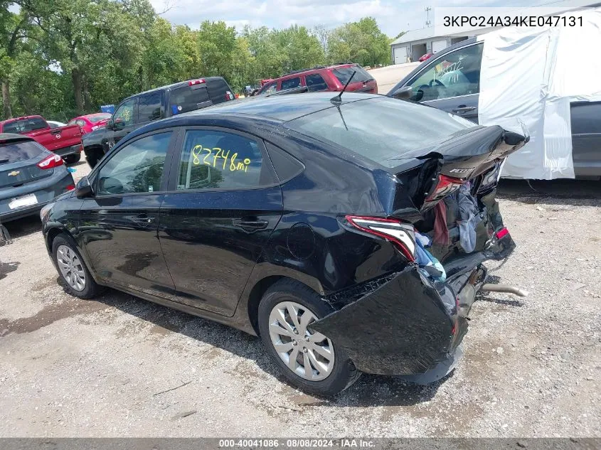 2019 Hyundai Accent Se VIN: 3KPC24A34KE047131 Lot: 40041086