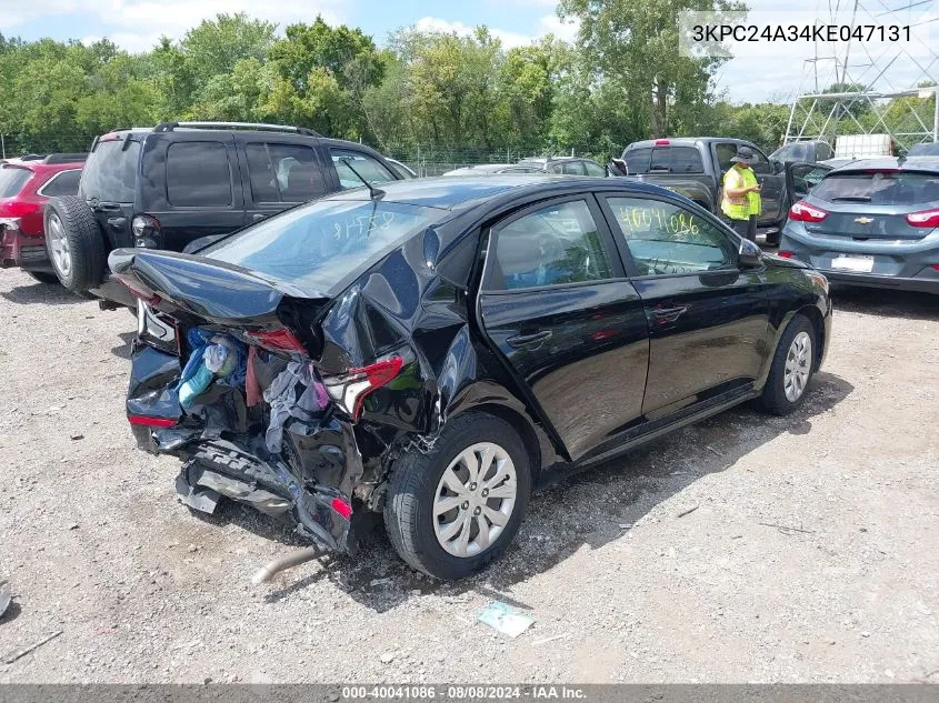 2019 Hyundai Accent Se VIN: 3KPC24A34KE047131 Lot: 40041086