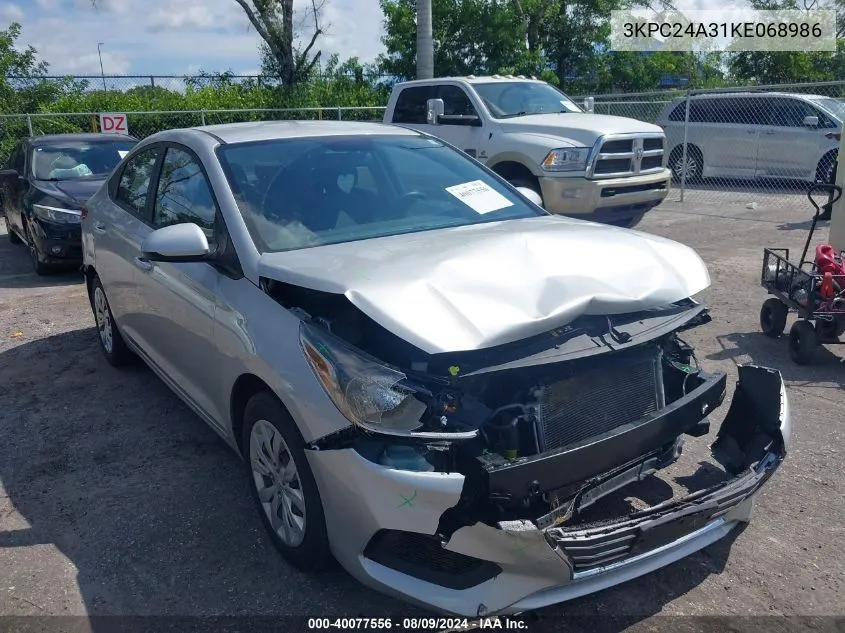 2019 Hyundai Accent Se VIN: 3KPC24A31KE068986 Lot: 40077556