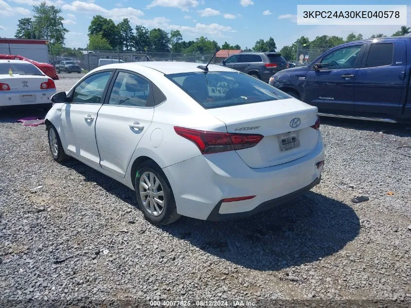 3KPC24A30KE040578 2019 Hyundai Accent Sel