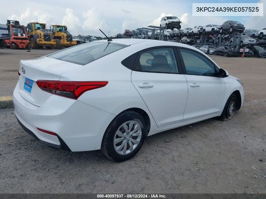 2019 Hyundai Accent Se VIN: 3KPC24A39KE057525 Lot: 40097937