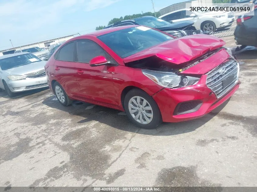 2019 Hyundai Accent Se VIN: 3KPC24A34KE061949 Lot: 40098015