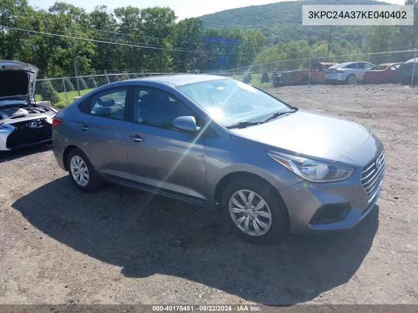 2019 Hyundai Accent Se VIN: 3KPC24A37KE040402 Lot: 40175451