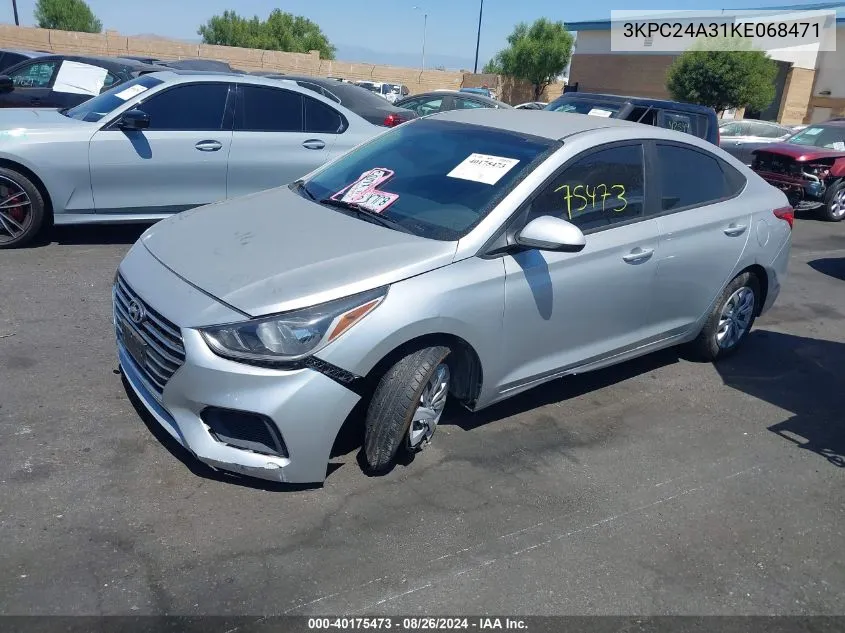 2019 Hyundai Accent Se VIN: 3KPC24A31KE068471 Lot: 40175473