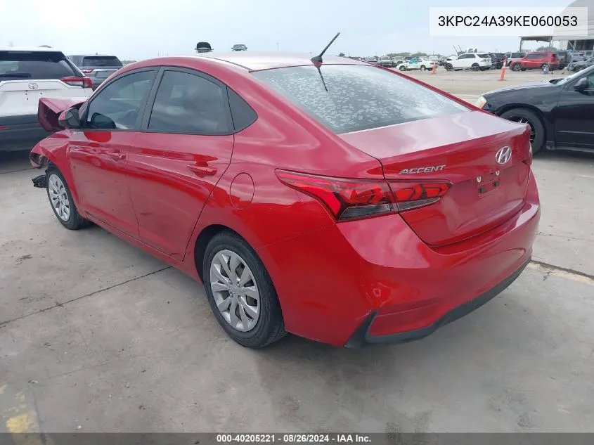 2019 Hyundai Accent Se VIN: 3KPC24A39KE060053 Lot: 40205221