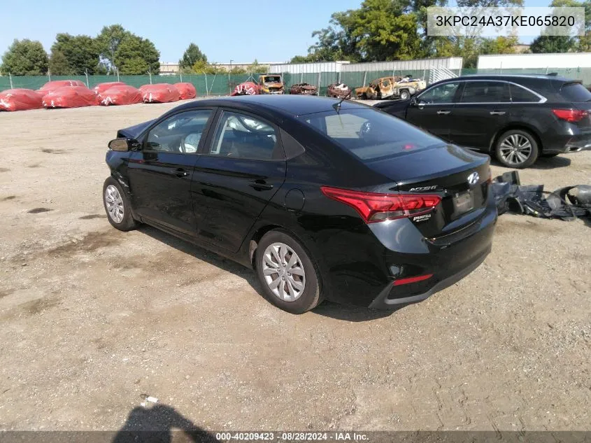 2019 Hyundai Accent Se VIN: 3KPC24A37KE065820 Lot: 40209423