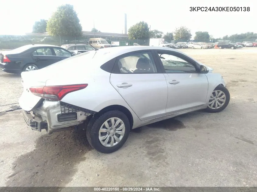 2019 Hyundai Accent Se VIN: 3KPC24A30KE050138 Lot: 40220150