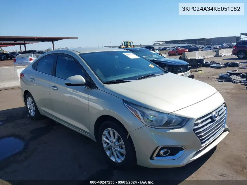 2019 Hyundai Accent Sel VIN: 3KPC24A34KE051082 Lot: 40247233