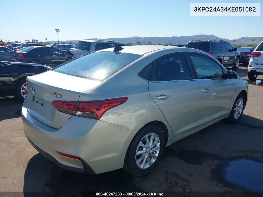 2019 Hyundai Accent Sel VIN: 3KPC24A34KE051082 Lot: 40247233