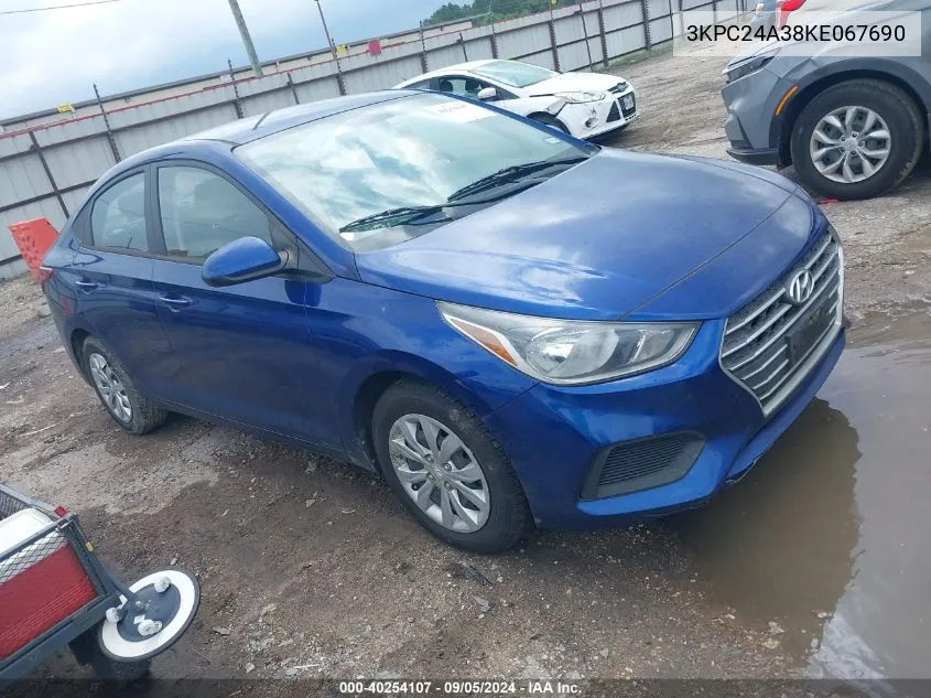 2019 Hyundai Accent Se VIN: 3KPC24A38KE067690 Lot: 40254107