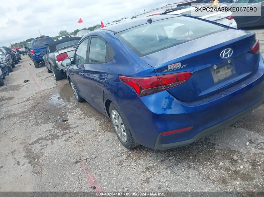 2019 Hyundai Accent Se VIN: 3KPC24A38KE067690 Lot: 40254107