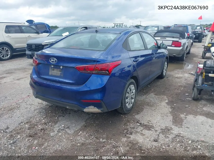 2019 Hyundai Accent Se VIN: 3KPC24A38KE067690 Lot: 40254107