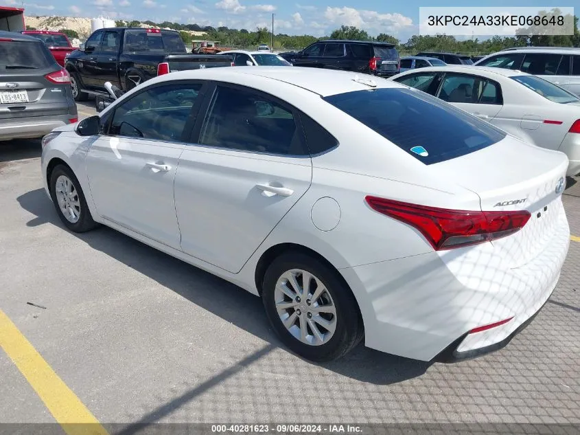 2019 Hyundai Accent Sel VIN: 3KPC24A33KE068648 Lot: 40281623