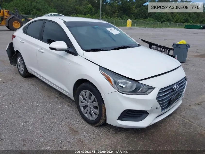 2019 Hyundai Accent Se VIN: 3KPC24A30KE081776 Lot: 40293374