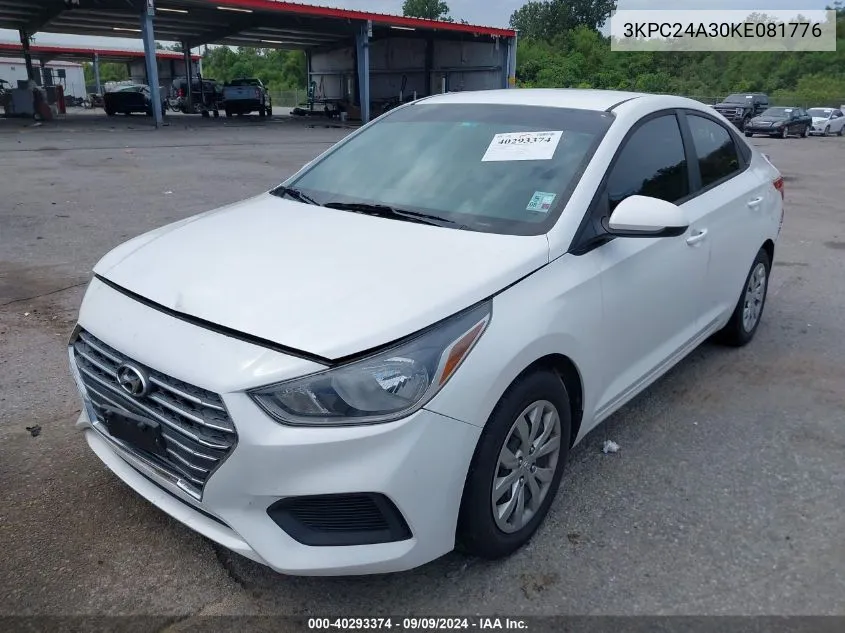 2019 Hyundai Accent Se VIN: 3KPC24A30KE081776 Lot: 40293374