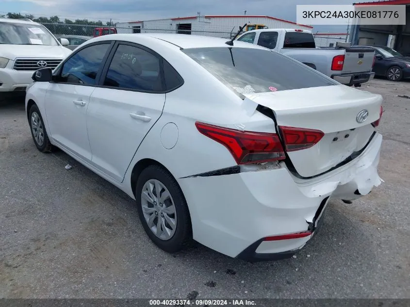 2019 Hyundai Accent Se VIN: 3KPC24A30KE081776 Lot: 40293374