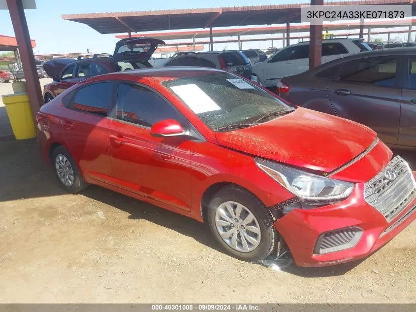 2019 Hyundai Accent Se VIN: 3KPC24A33KE071873 Lot: 40301008