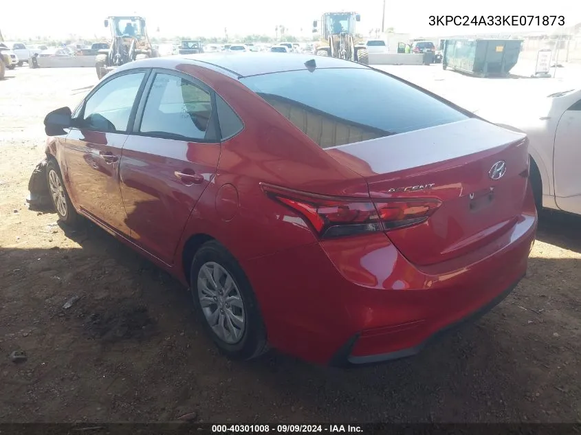 2019 Hyundai Accent Se VIN: 3KPC24A33KE071873 Lot: 40301008