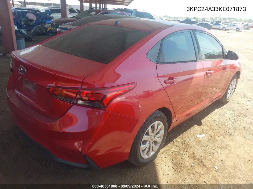 2019 Hyundai Accent Se VIN: 3KPC24A33KE071873 Lot: 40301008