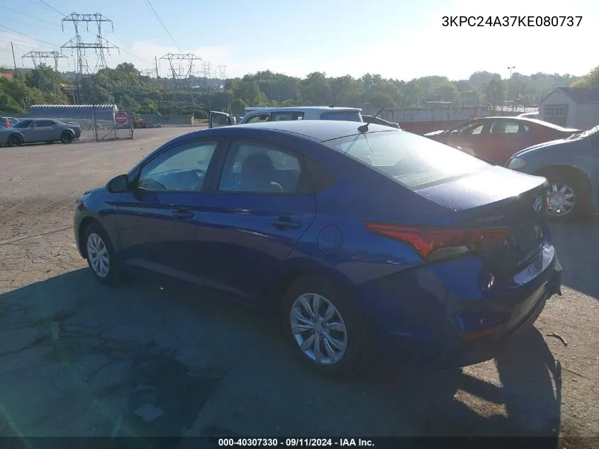 2019 Hyundai Accent Se VIN: 3KPC24A37KE080737 Lot: 40307330