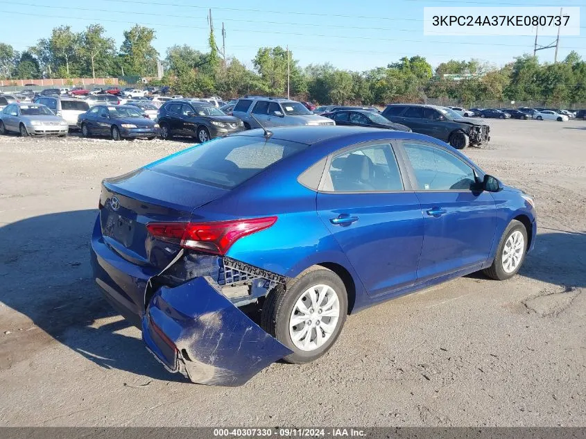 2019 Hyundai Accent Se VIN: 3KPC24A37KE080737 Lot: 40307330