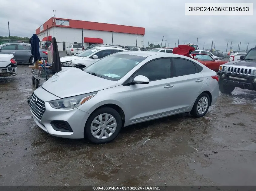 2019 Hyundai Accent Se/Sel VIN: 3KPC24A36KE059653 Lot: 40331484