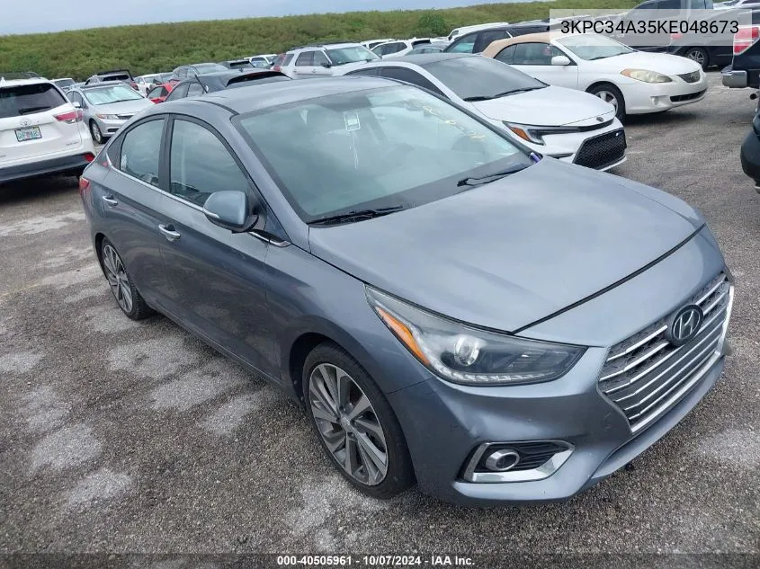 2019 Hyundai Accent Limited VIN: 3KPC34A35KE048673 Lot: 40505961