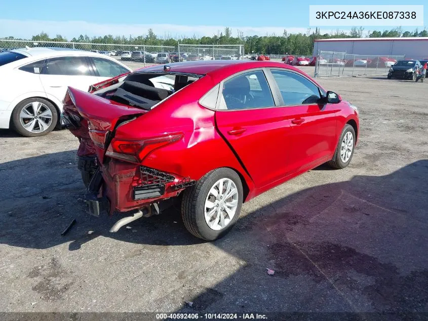 2019 Hyundai Accent Se VIN: 3KPC24A36KE087338 Lot: 40592406