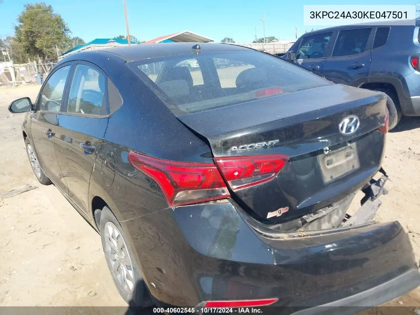 2019 Hyundai Accent Se VIN: 3KPC24A30KE047501 Lot: 40602545