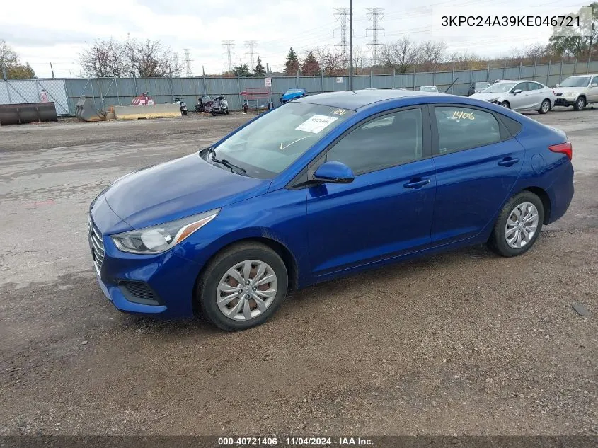 2019 Hyundai Accent Se/Sel VIN: 3KPC24A39KE046721 Lot: 40721406