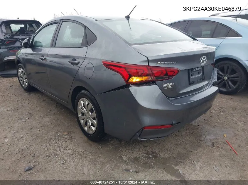 2019 Hyundai Accent Se VIN: 3KPC24A30KE046879 Lot: 40724251