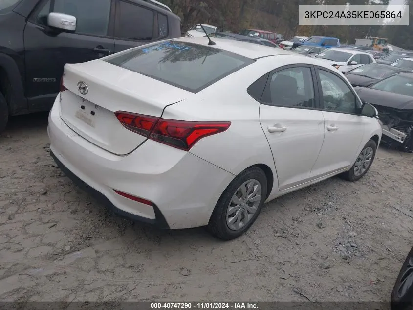 2019 Hyundai Accent Se VIN: 3KPC24A35KE065864 Lot: 40747290